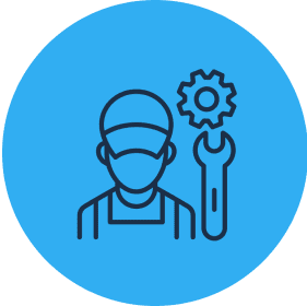 Mechanic icon with gear and wrench.